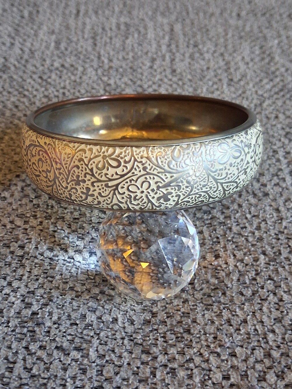 Engraved Silver-Tone Embossed Bangle Bracelet